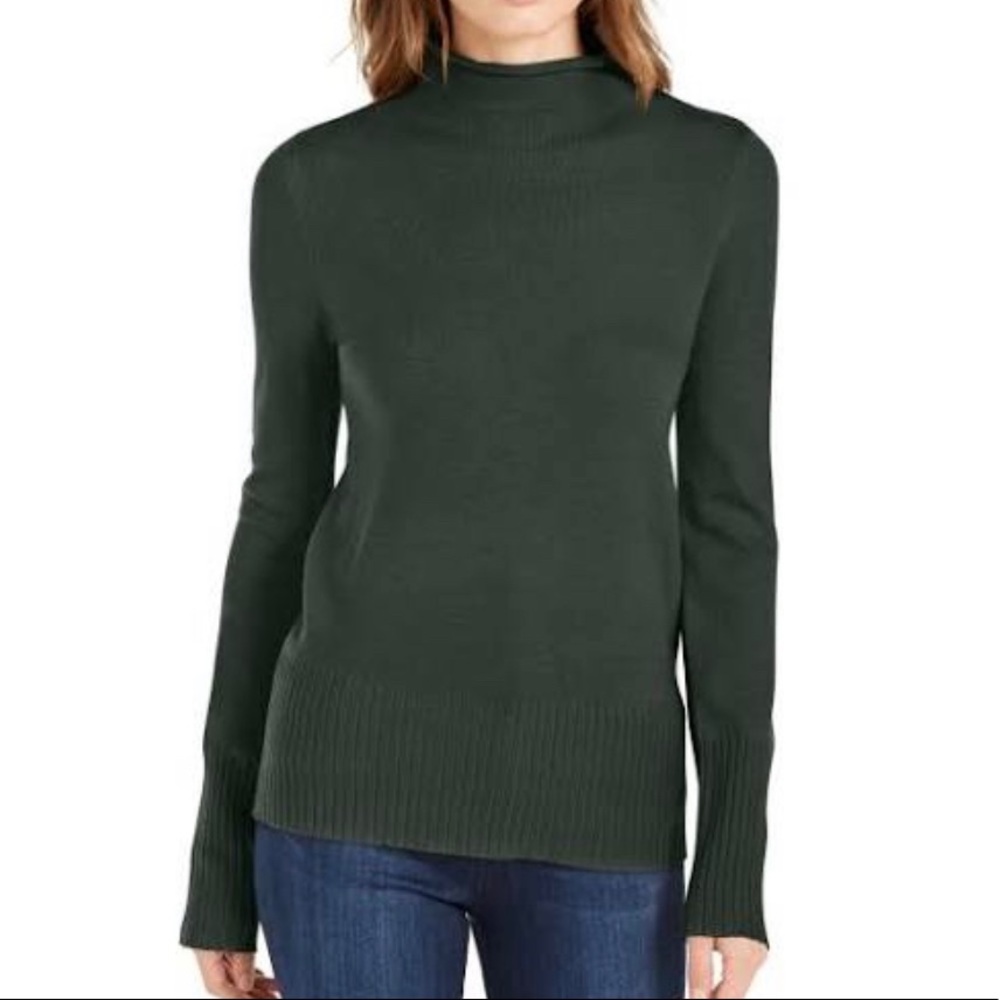 French Connection Roll Neck Mock Turtleneck Green